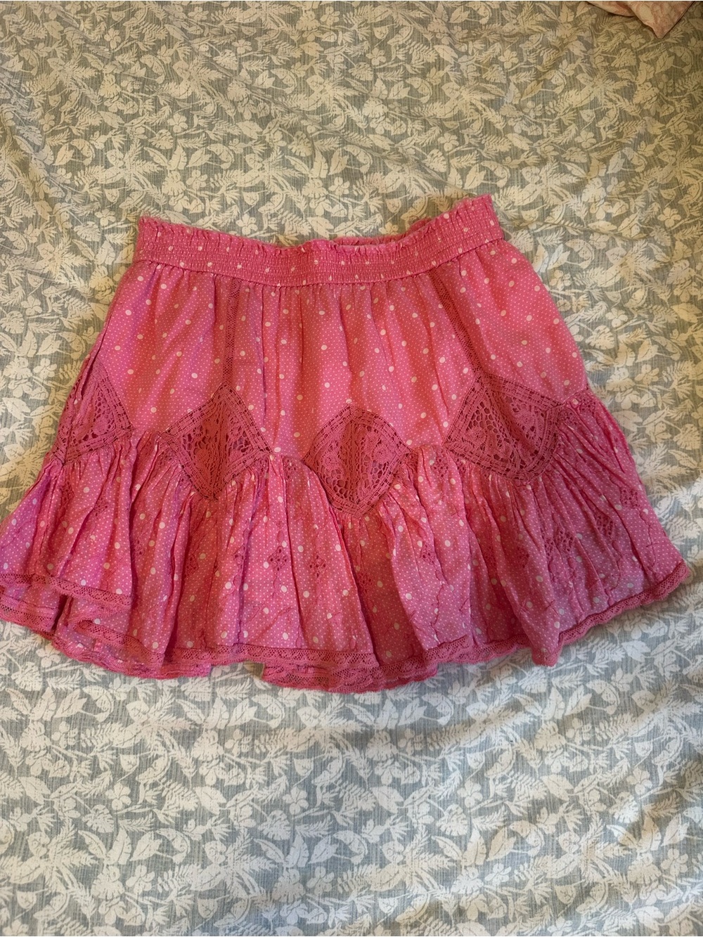 LoveShackFancy Pink Ruffle Mini Skirt size small